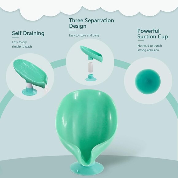 Leaf Shape Soap Saver - Self Draining Soap Dish, Extends Bar Soap Life, Keeps So - Picture 3 of 7